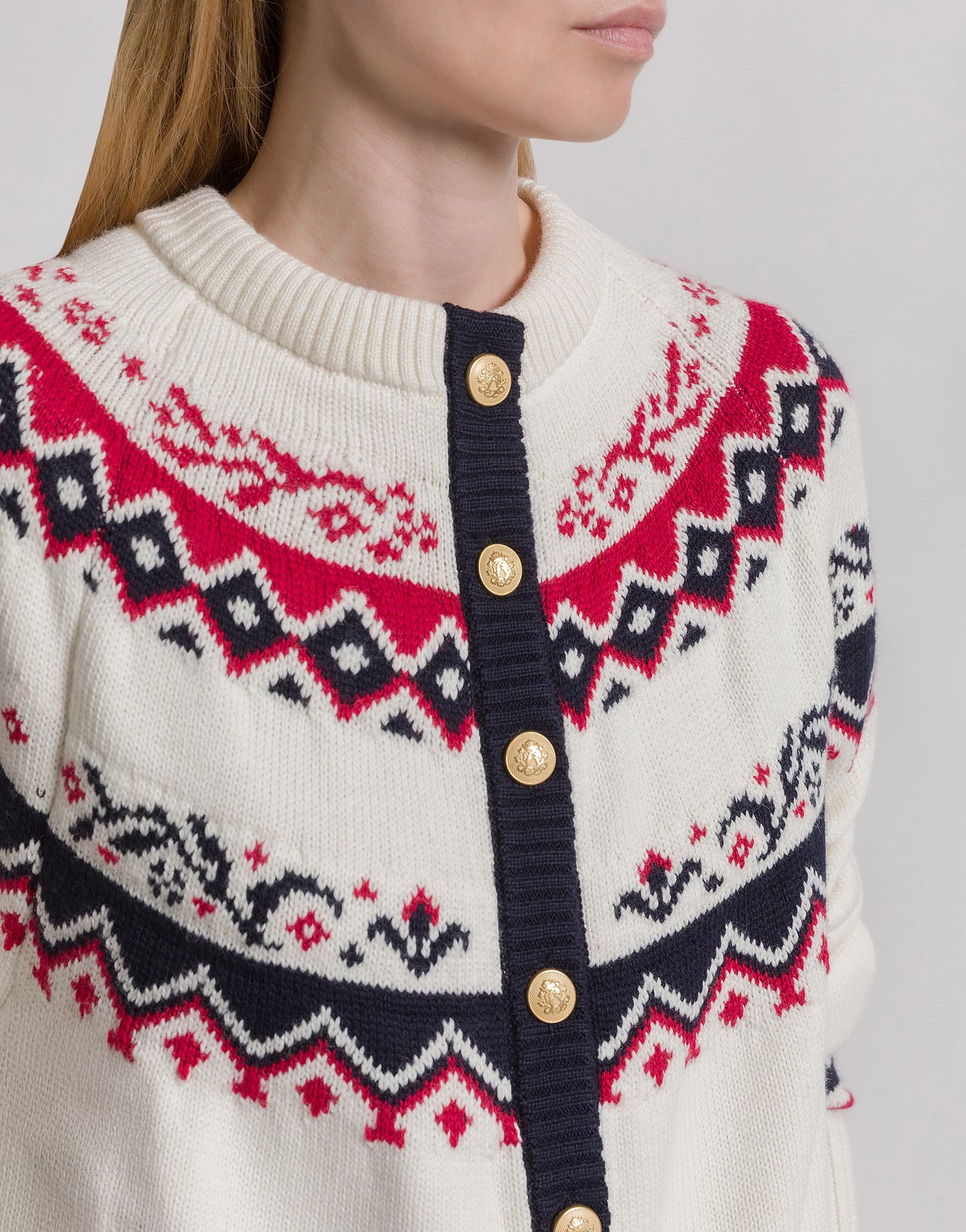 Fair Isle cardigan for après-ski White Alberta Ferretti Boutique Online 4