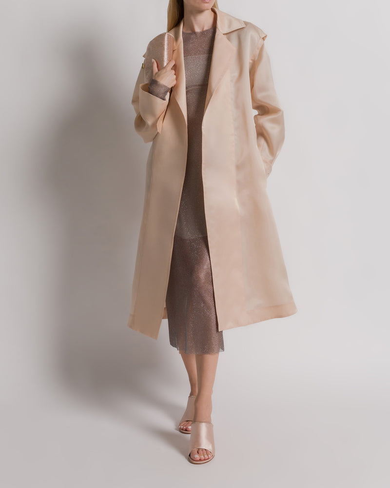 Triple silk organza trench coat Pink Alberta Ferretti Boutique Online 1