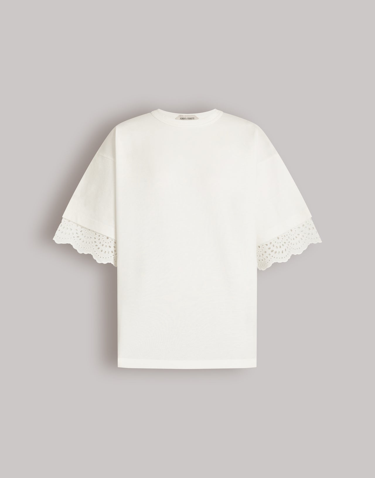 T-shirt with Sangallo Sleeves ホワイト Alberta Ferretti Boutique Online 1