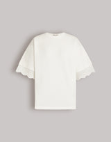 T-shirt con maniche in pizzo San Gallo