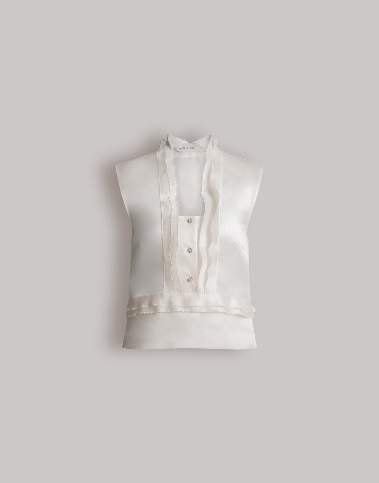 Silk organza blouse with ruffles 象牙 Alberta Ferretti Boutique Online 1