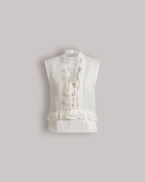 Linen blouse with ruffles