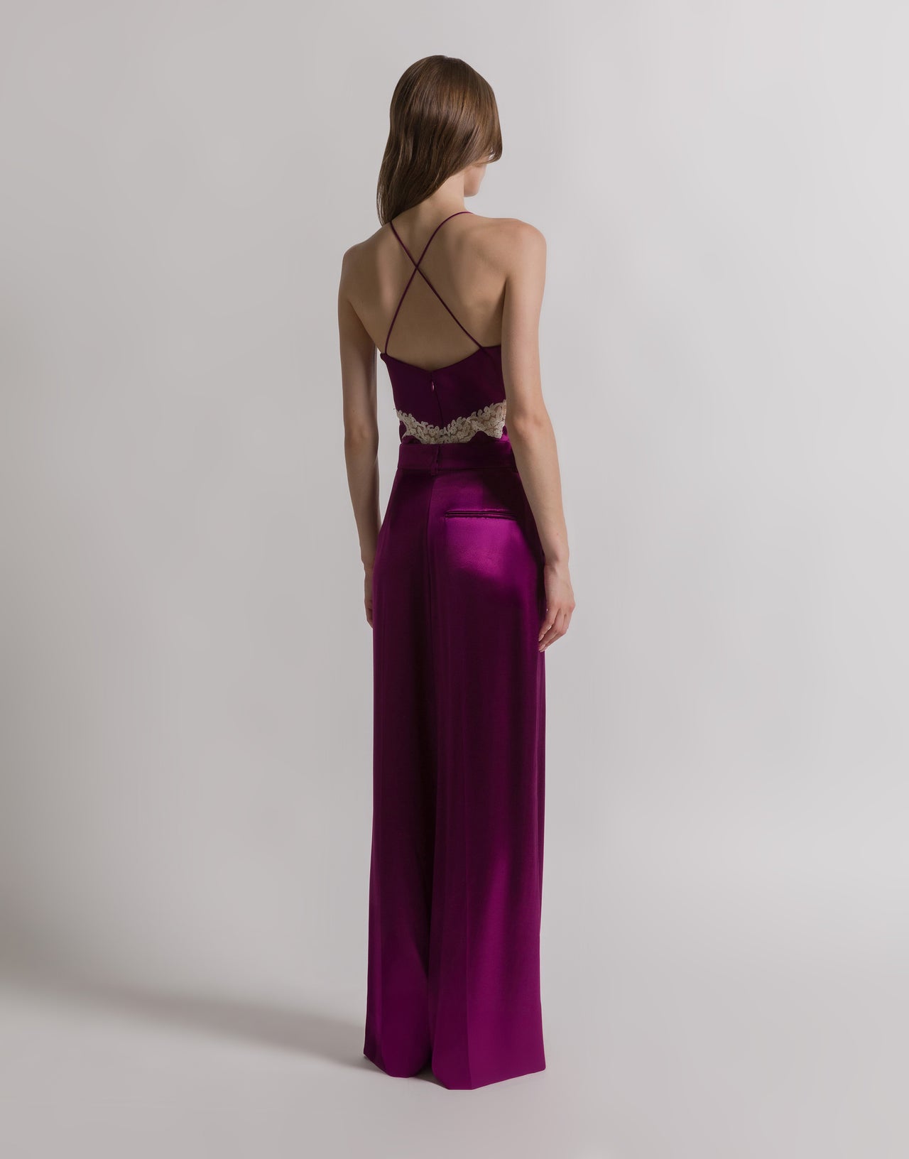 Satin top with lace Purple Alberta Ferretti Boutique Online 3