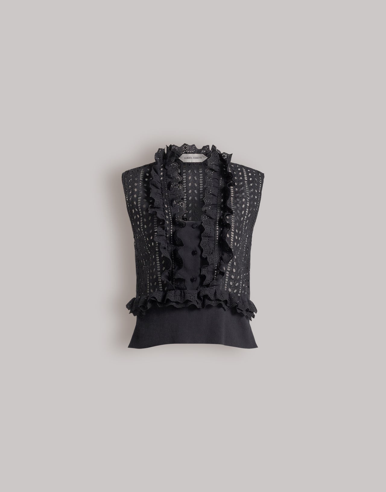 Ärmelloses Top aus Spitze von Sangallo Schwarz Alberta Ferretti Boutique Online 1