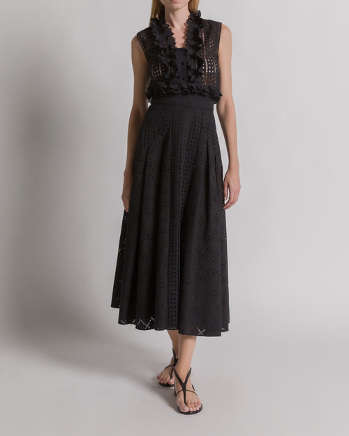 Top senza maniche in pizzo Sangallo Nero Alberta Ferretti Boutique Online 1