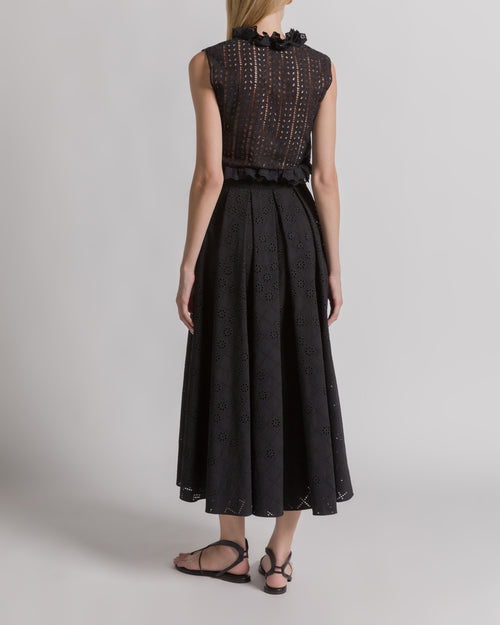 Top senza maniche in pizzo Sangallo