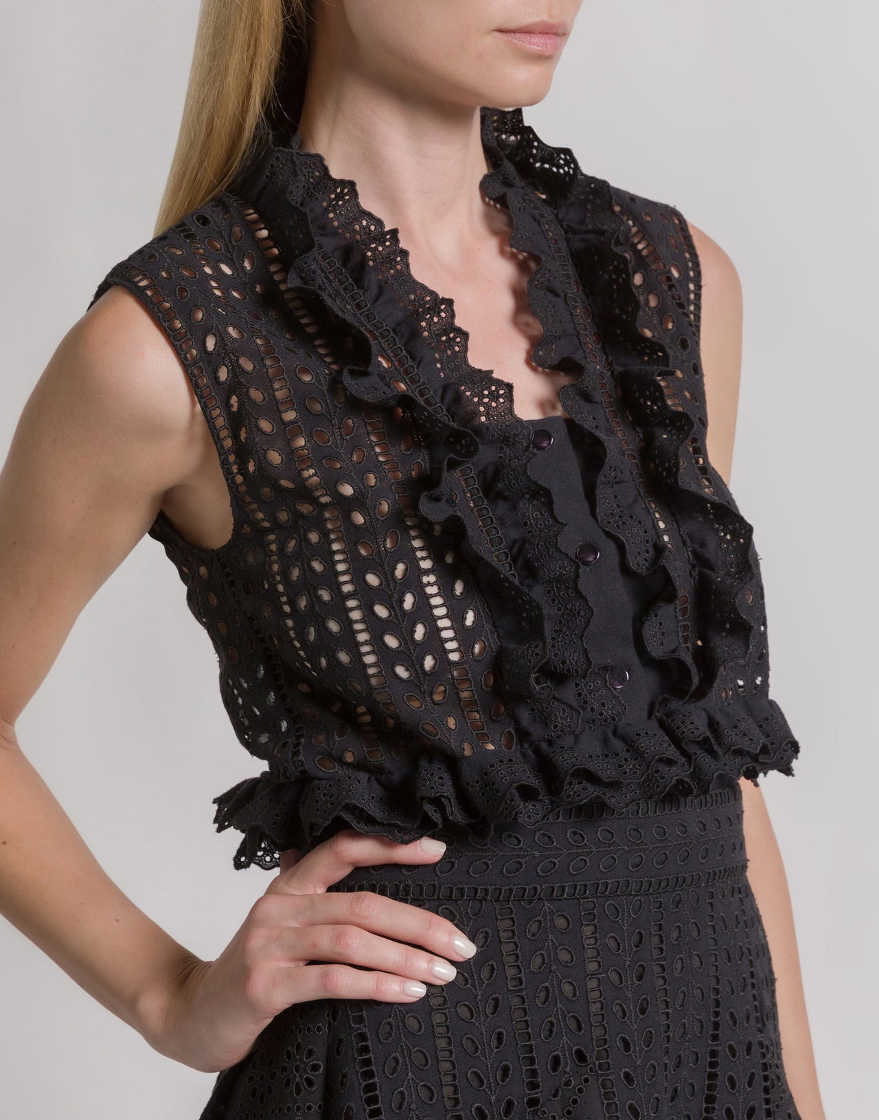 Ärmelloses Top aus Spitze von Sangallo Schwarz Alberta Ferretti Boutique Online 4