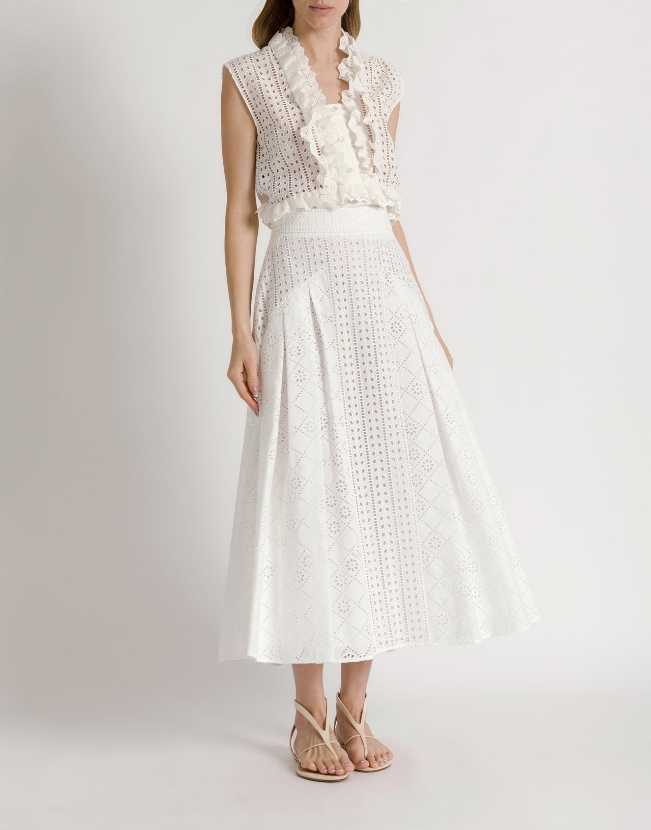 Sangallo lace sleeveless top ホワイト Alberta Ferretti Boutique Online 2