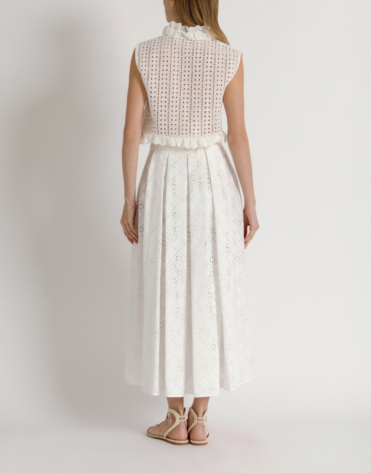 Sangallo lace sleeveless top ホワイト Alberta Ferretti Boutique Online 3