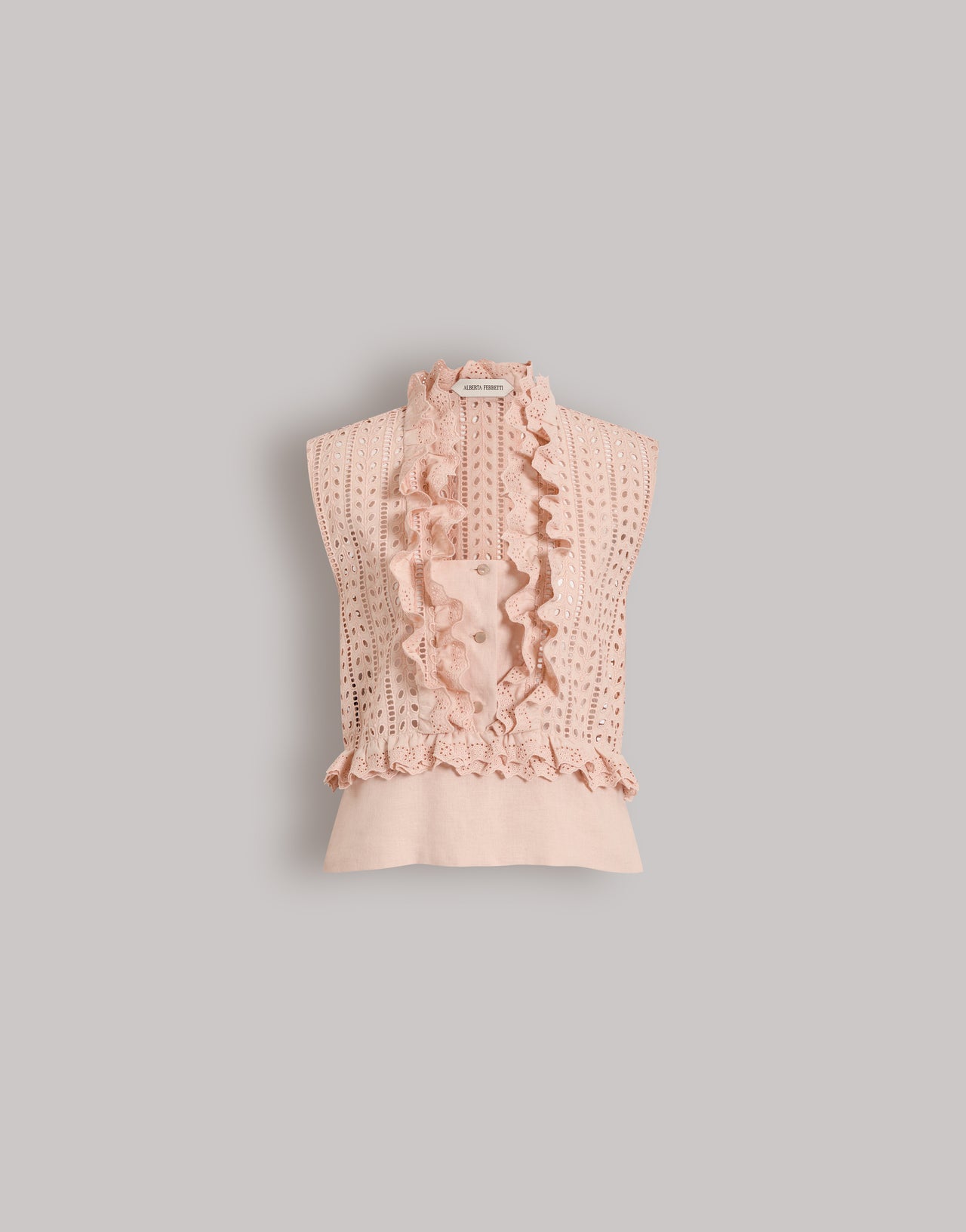 Sangallo lace sleeveless top Pink Alberta Ferretti Boutique Online 1