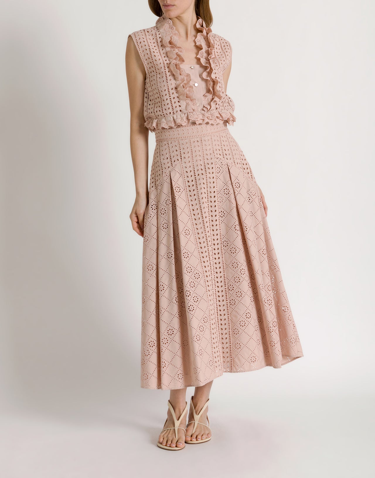 Sangallo lace sleeveless top Pink Alberta Ferretti Boutique Online 2