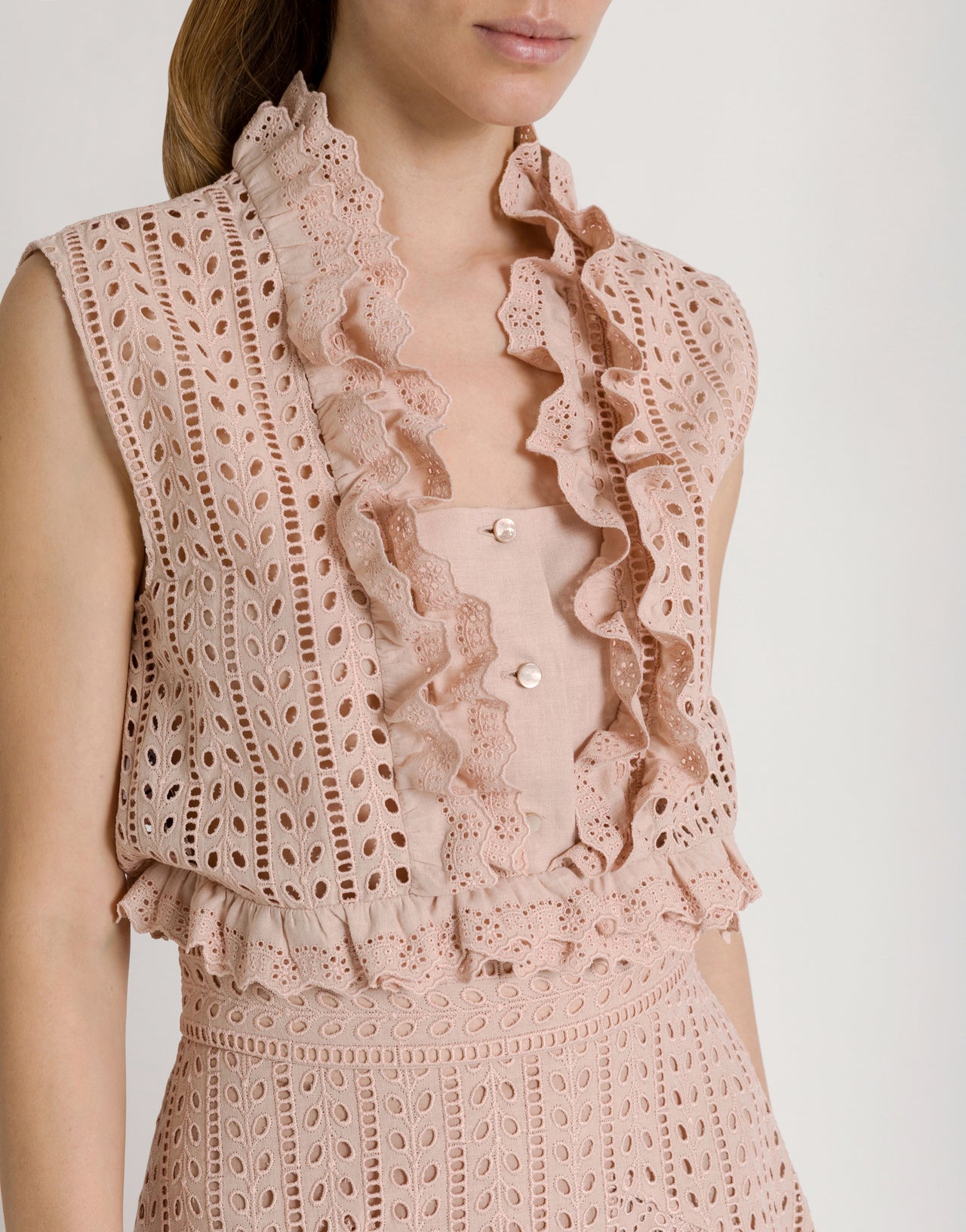 Sangallo lace sleeveless top Pink Alberta Ferretti Boutique Online 4
