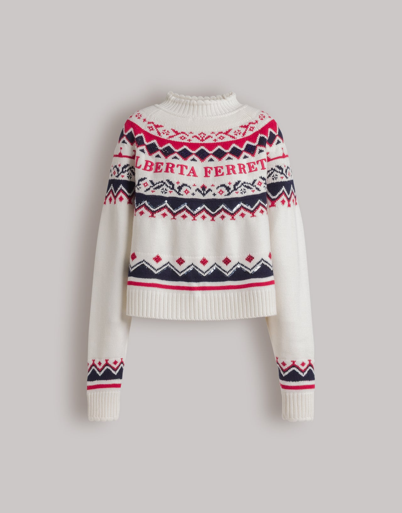Fair Isle jumper for après-ski White Alberta Ferretti Boutique Online 4