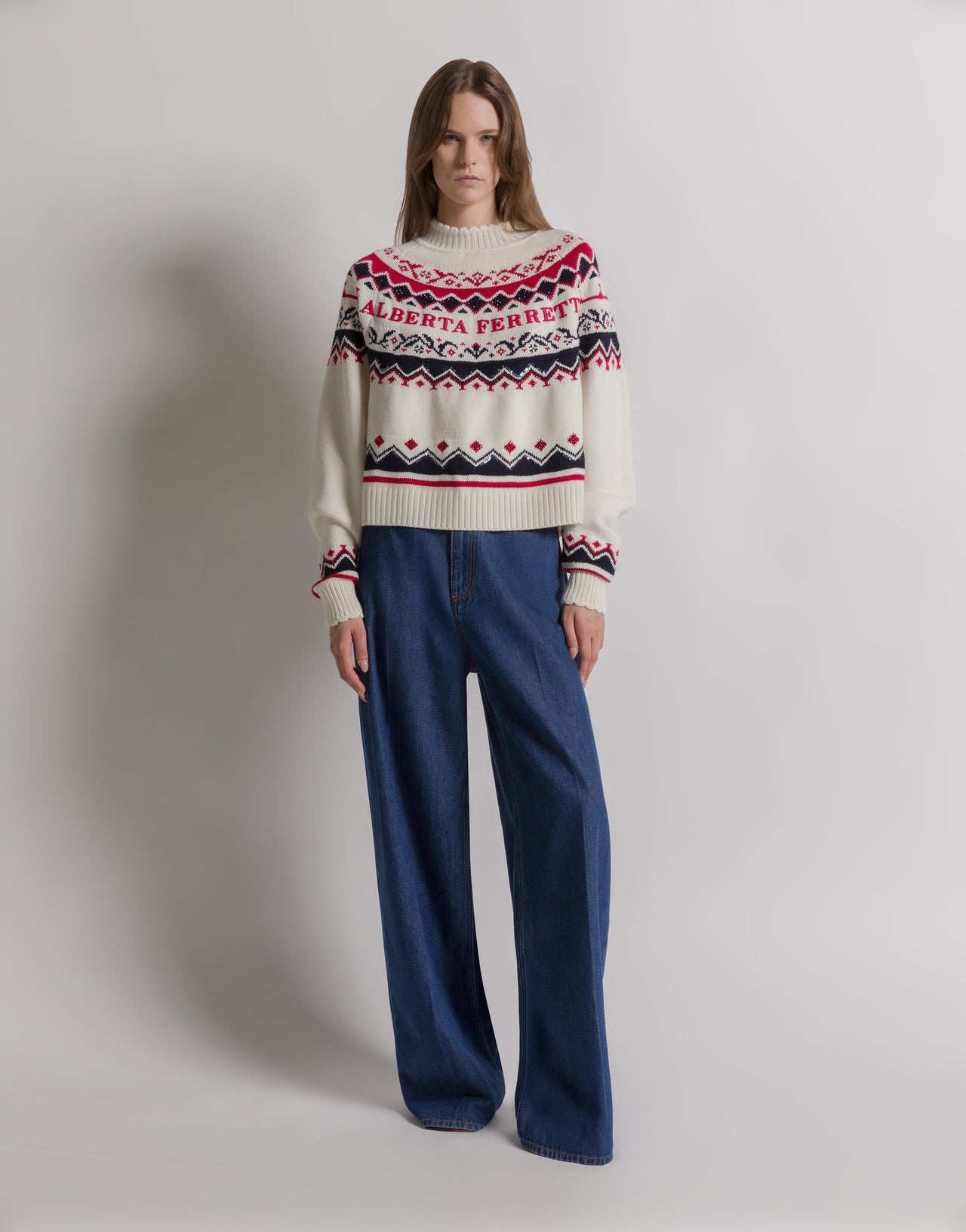 Fair Isle jumper for après-ski White Alberta Ferretti Boutique Online 2