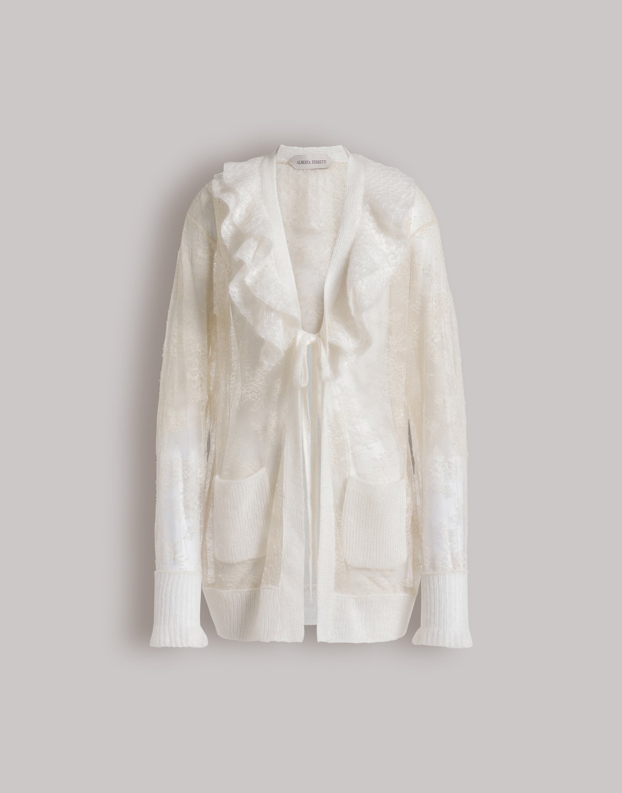 Lace and mohair cardigan White Alberta Ferretti Boutique Online 4
