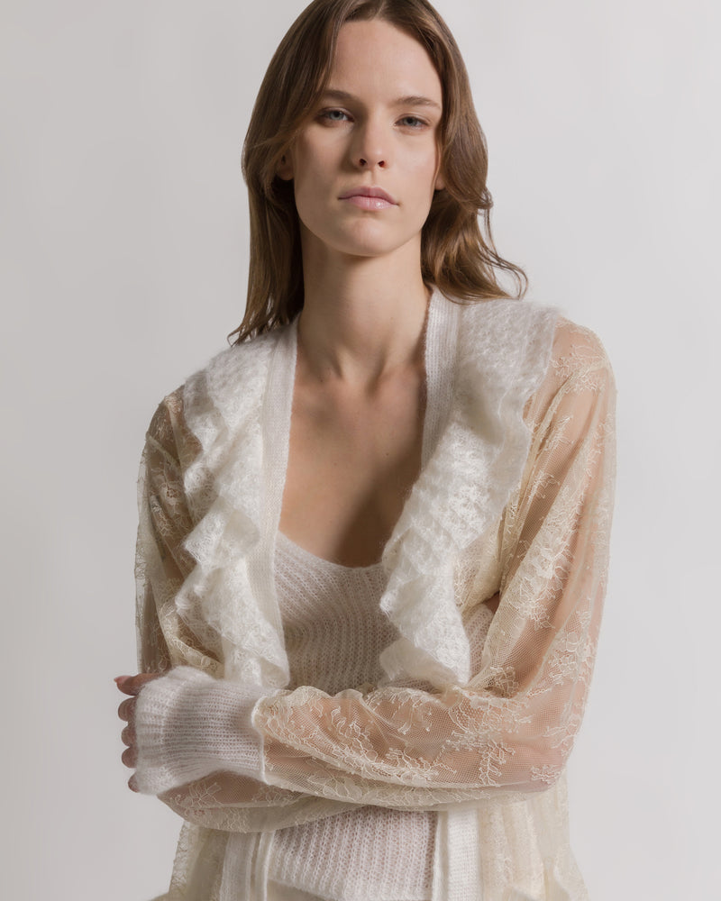 Lace and mohair cardigan White Alberta Ferretti Boutique Online 0