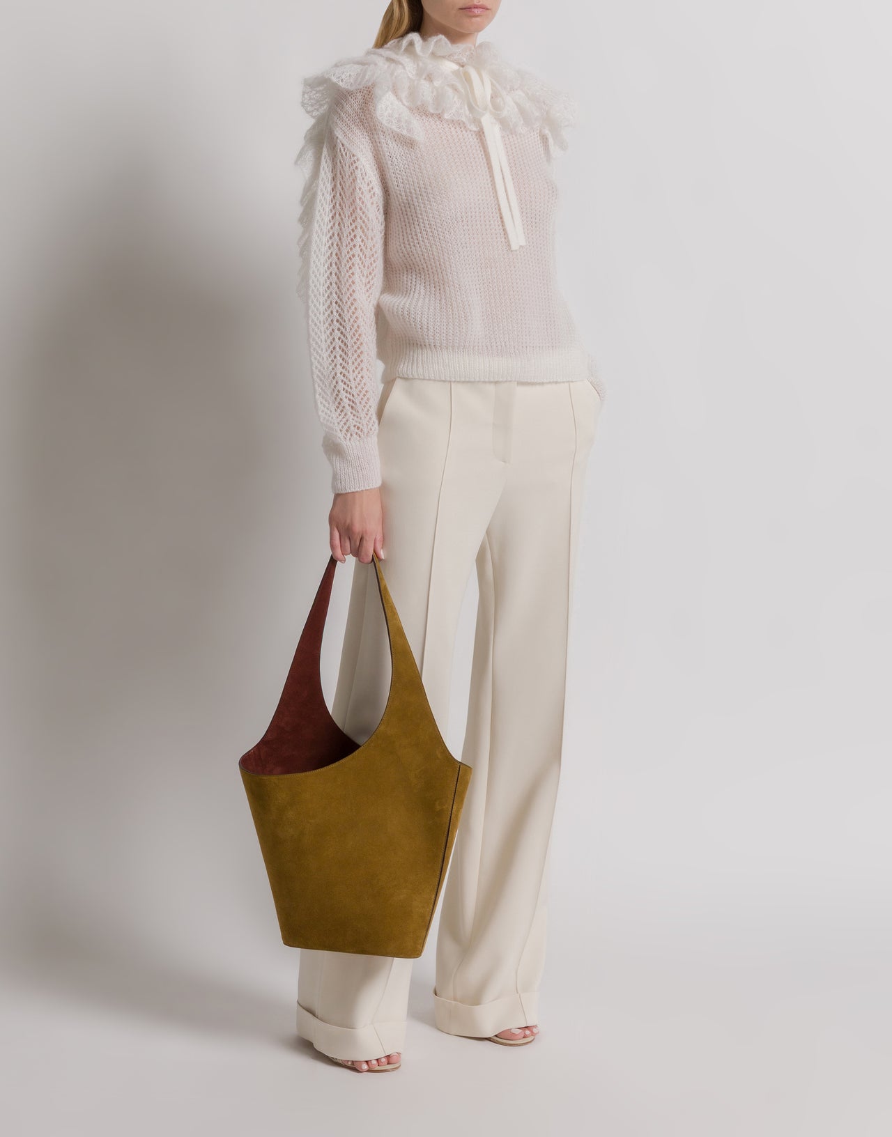 Mohair ruffle jumper White Alberta Ferretti Boutique Online 2