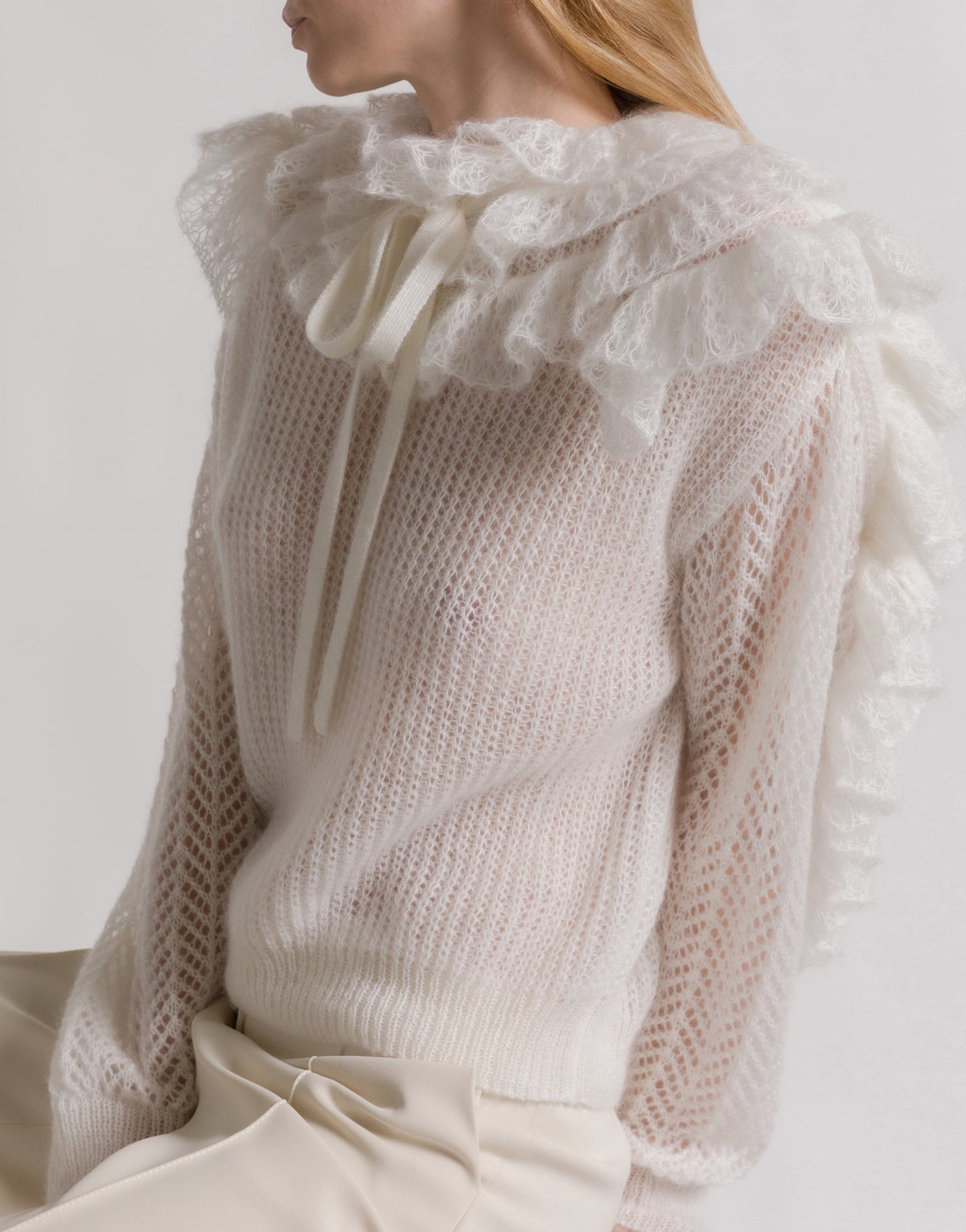 Mohair ruffle jumper White Alberta Ferretti Boutique Online 4