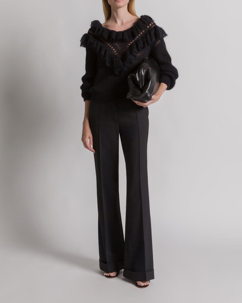 Merino wool ruffle jumper Black Alberta Ferretti Boutique Online 1
