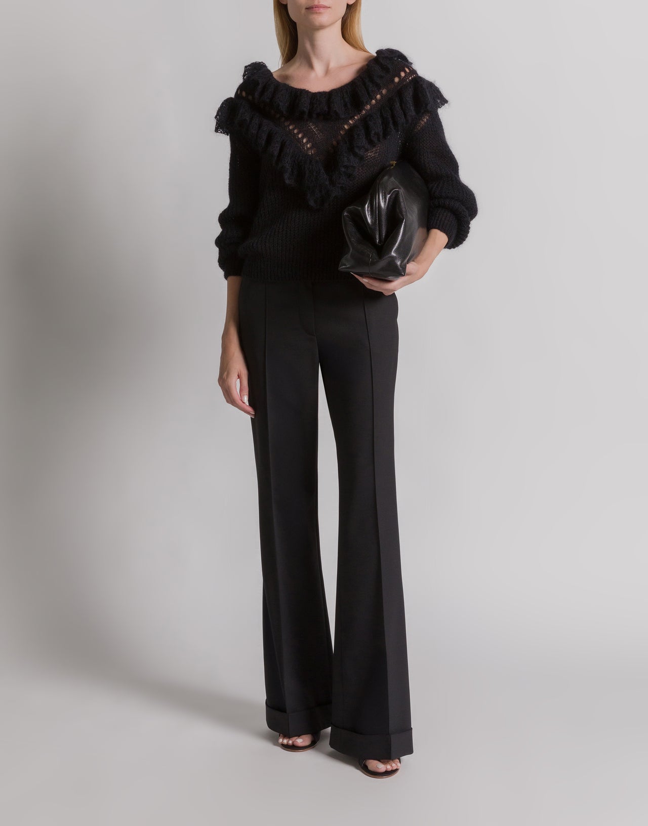 Rüschen-Pullover aus Merinowolle 黑色 Alberta Ferretti Boutique Online 2