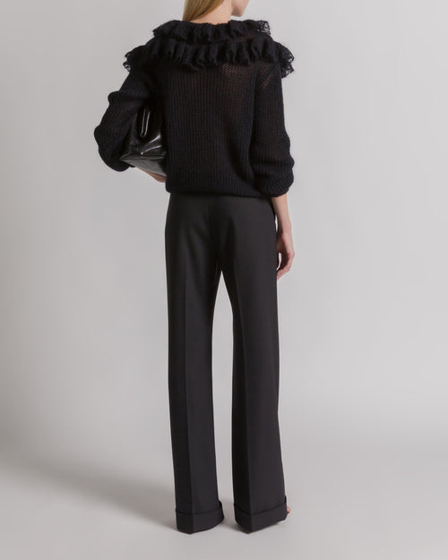 Merino wool ruffle jumper