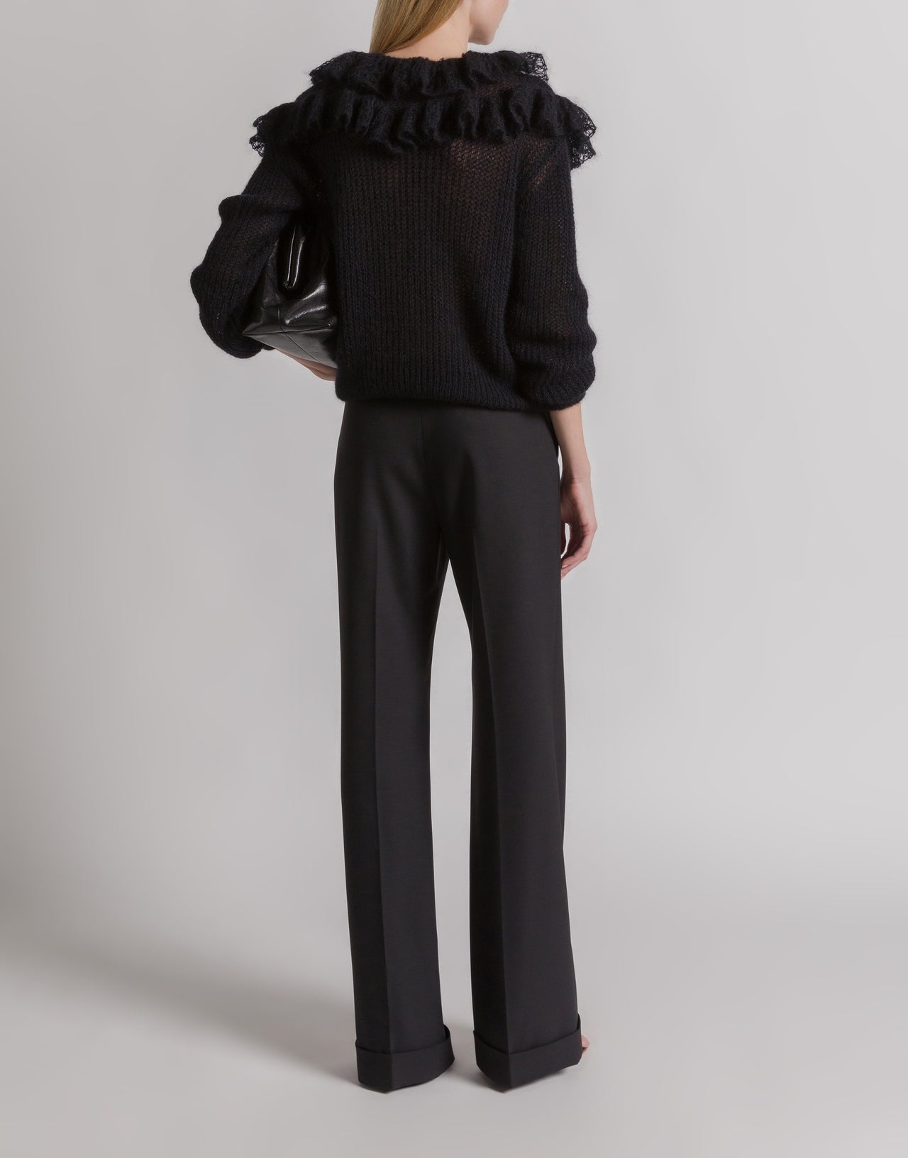 Rüschen-Pullover aus Merinowolle 黑色 Alberta Ferretti Boutique Online 3