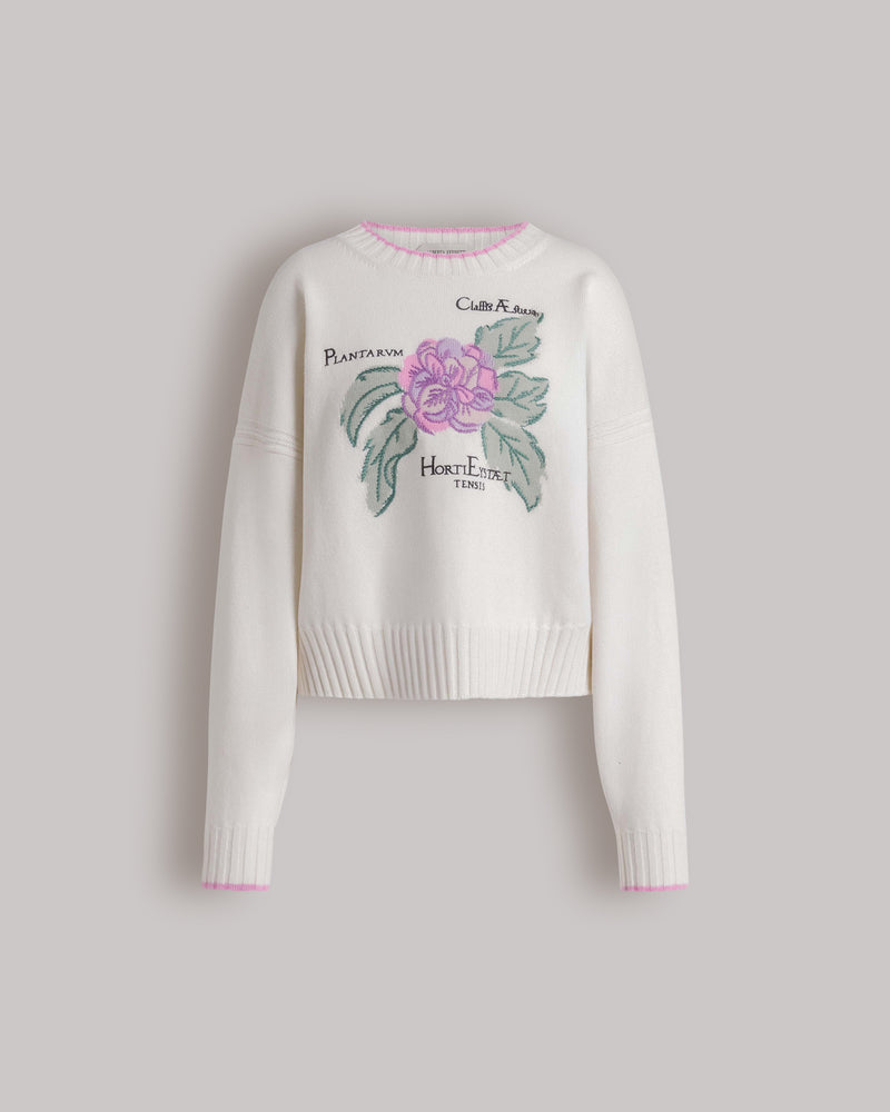 Herbarium embroidered cashmere jumper White Alberta Ferretti Boutique Online 0