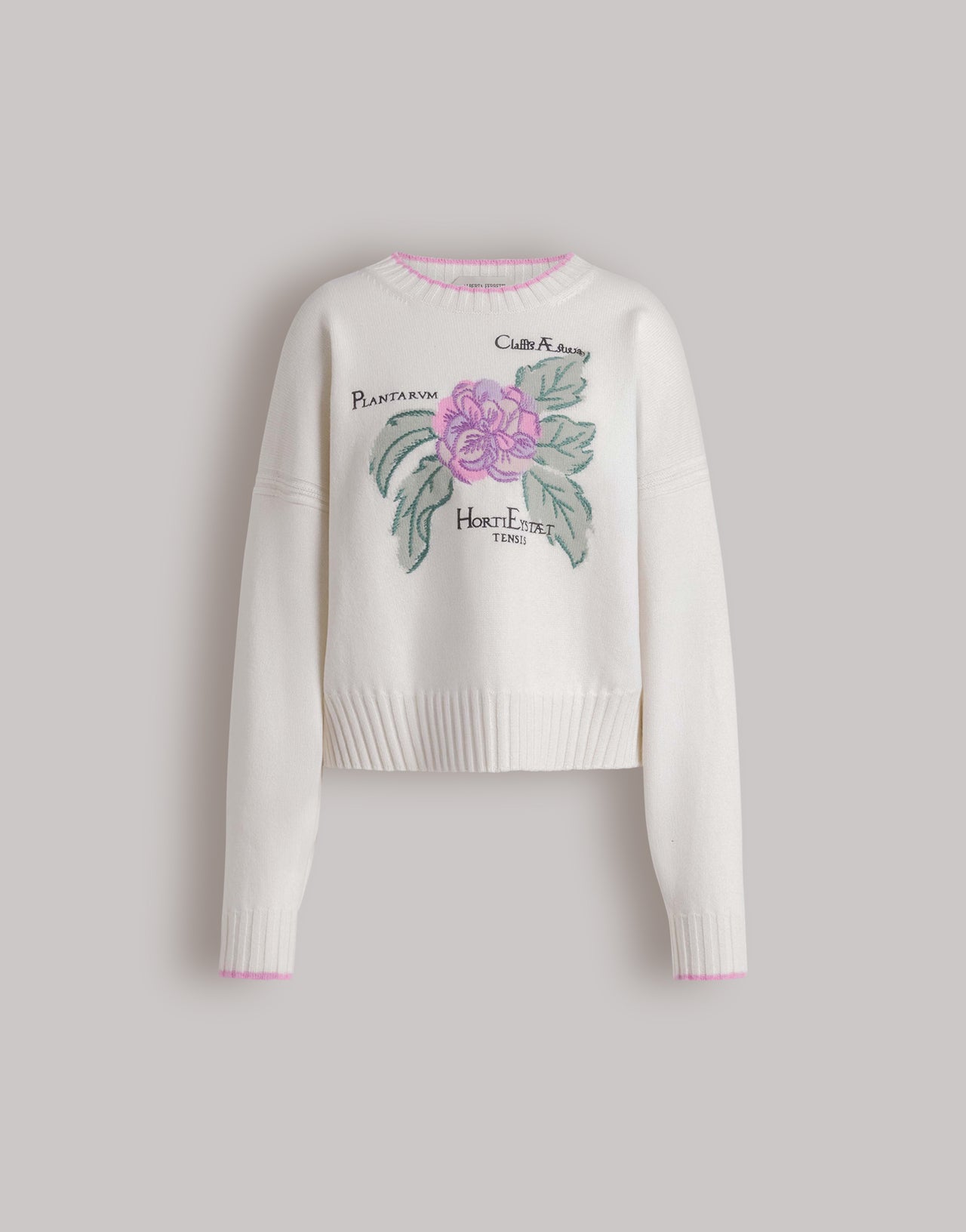 Herbarium embroidered cashmere jumper White Alberta Ferretti Boutique Online 1