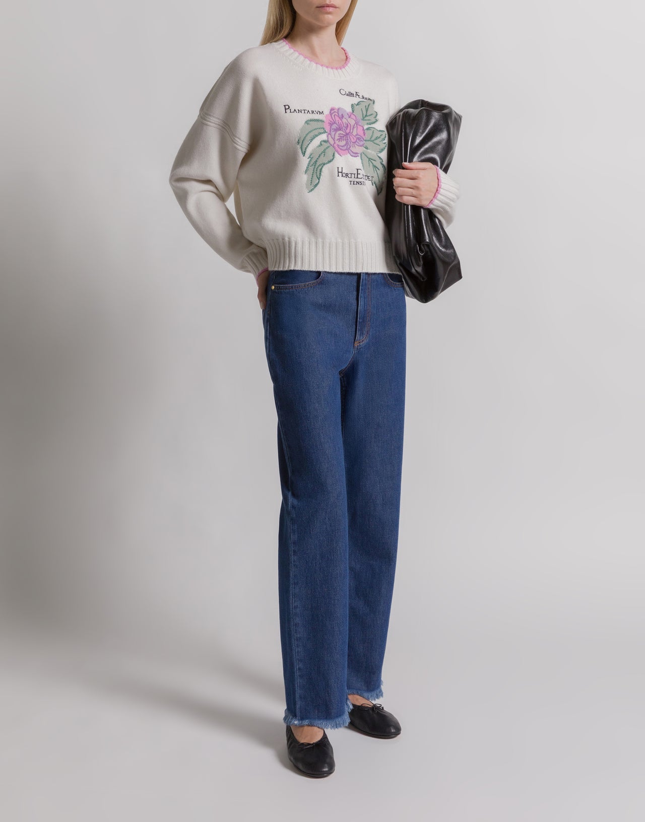 Herbarium embroidered cashmere jumper White Alberta Ferretti Boutique Online 2