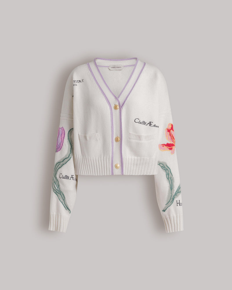 Herbarium embroidered cardigan White Alberta Ferretti Boutique Online 0