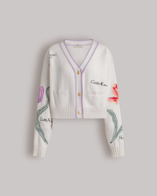 Herbarium embroidered cardigan 白色 Alberta Ferretti Boutique Online 0