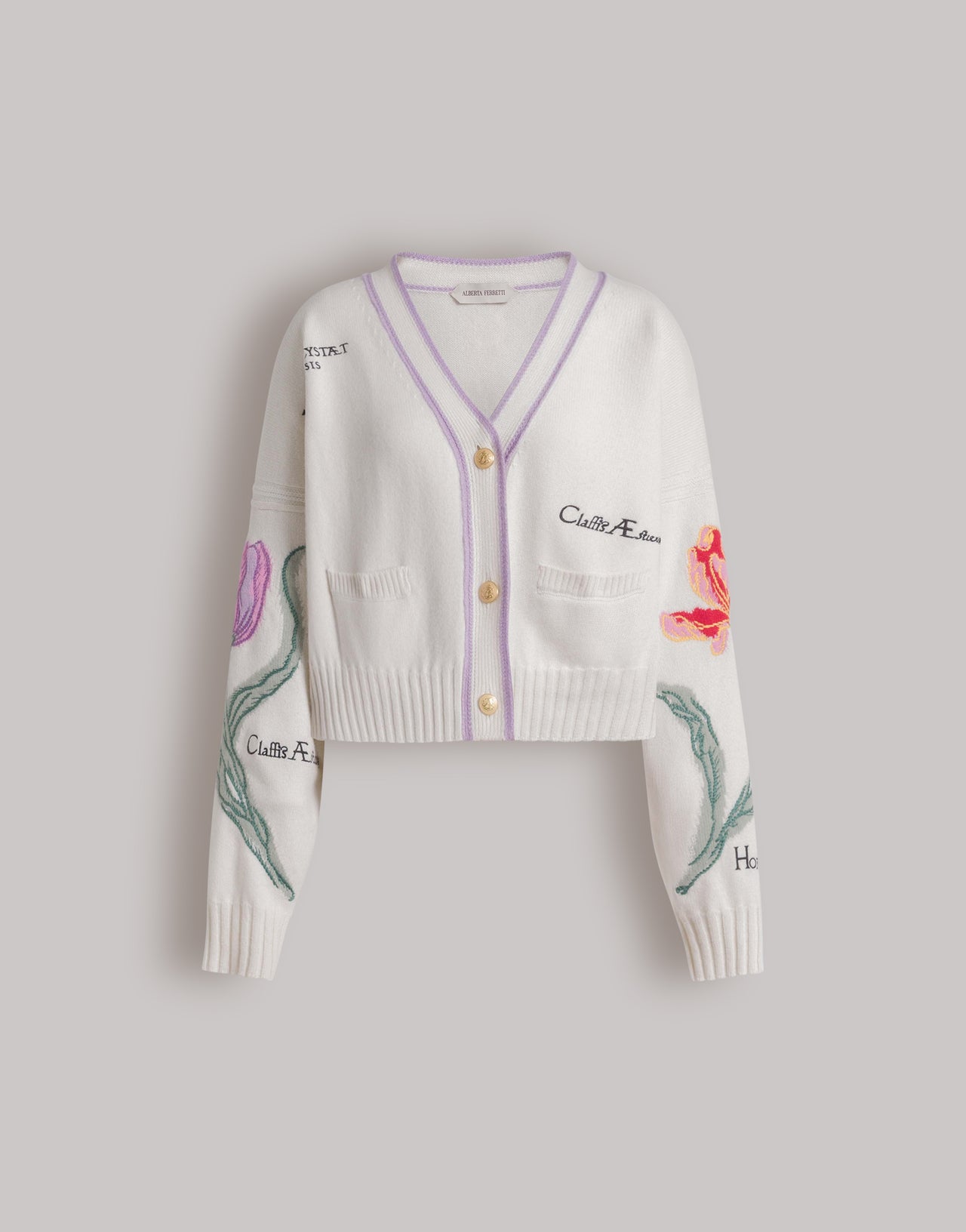 Herbarium embroidered cardigan 白色 Alberta Ferretti Boutique Online 1