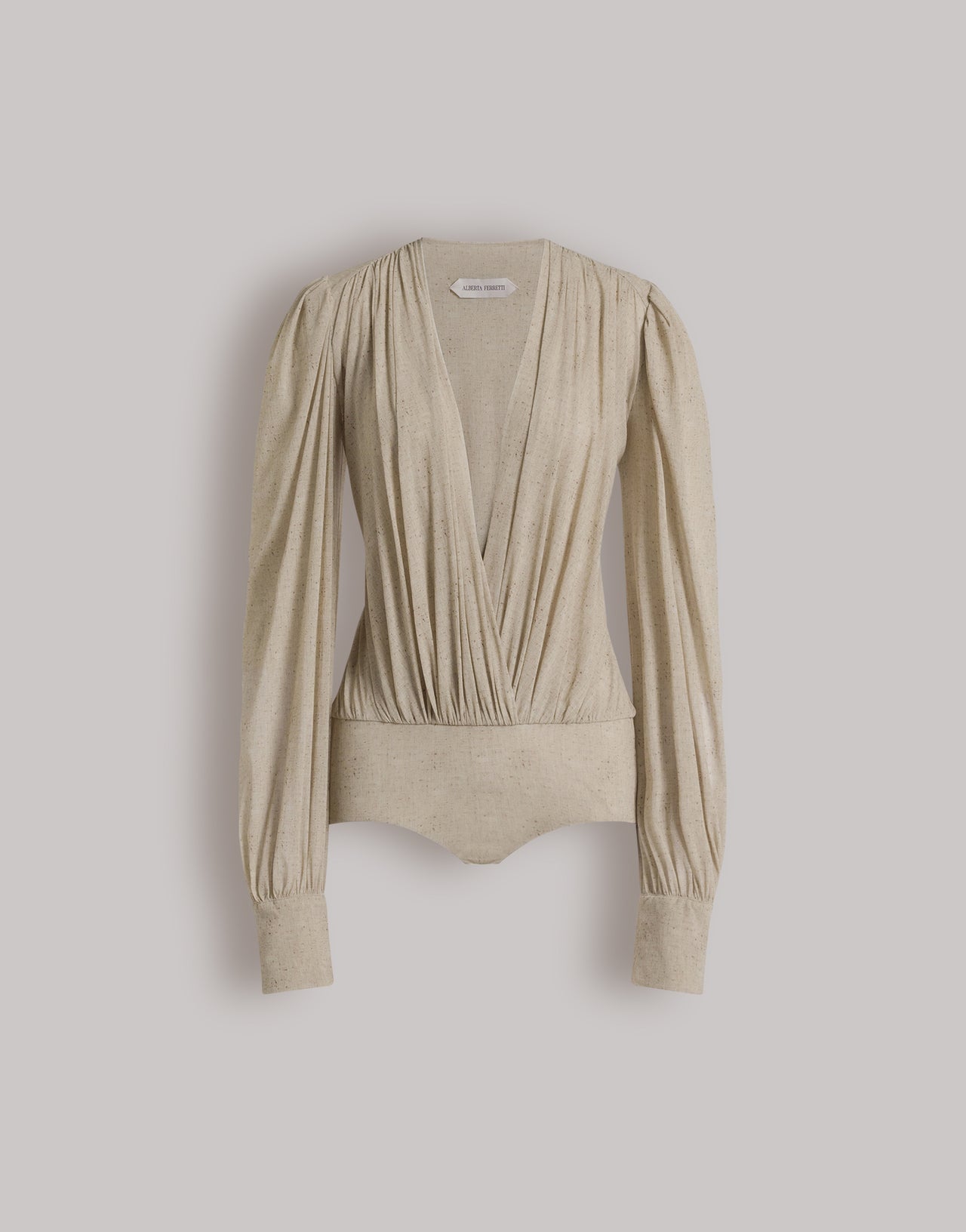 Bodysuit with V-neck and wide sleeves Beige Alberta Ferretti Boutique Online 1