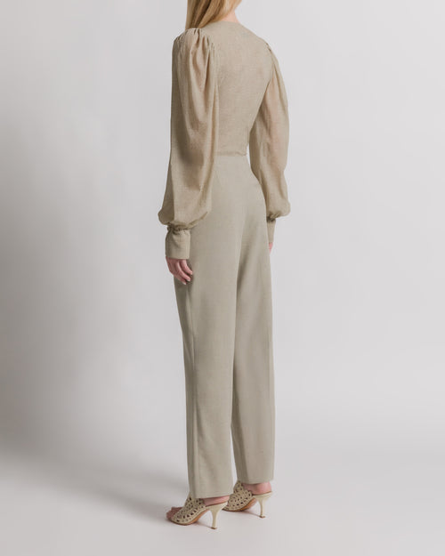 Bodysuit with V-neck and wide sleeves