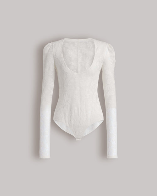 Wool lace bodysuit with long sleeves