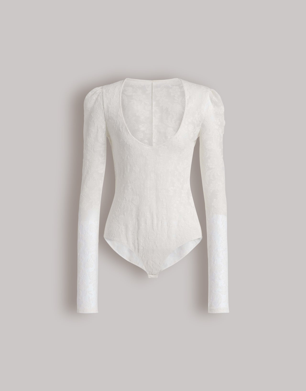 Wool lace bodysuit with long sleeves White Alberta Ferretti Boutique Online 4