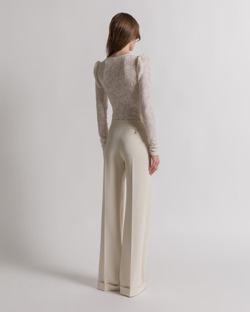 Wool lace bodysuit with long sleeves