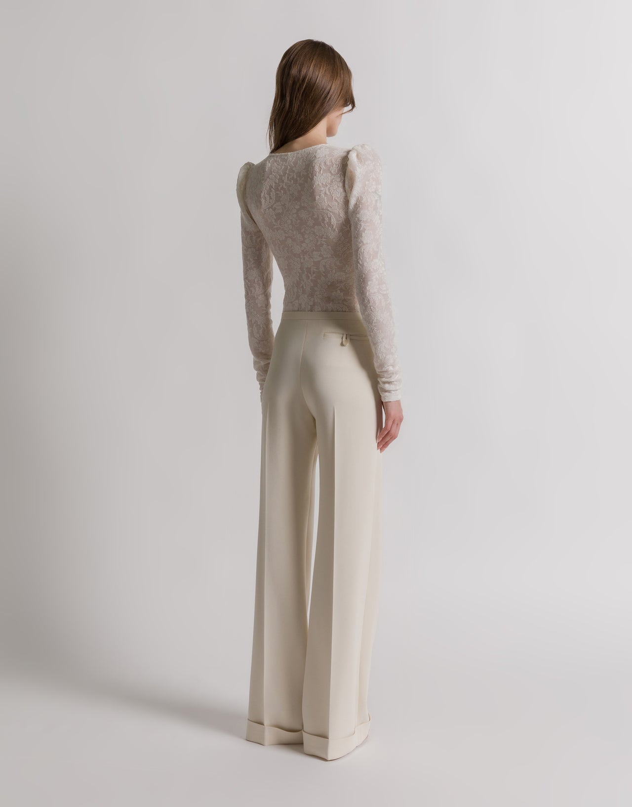 Wool lace bodysuit with long sleeves White Alberta Ferretti Boutique Online 3