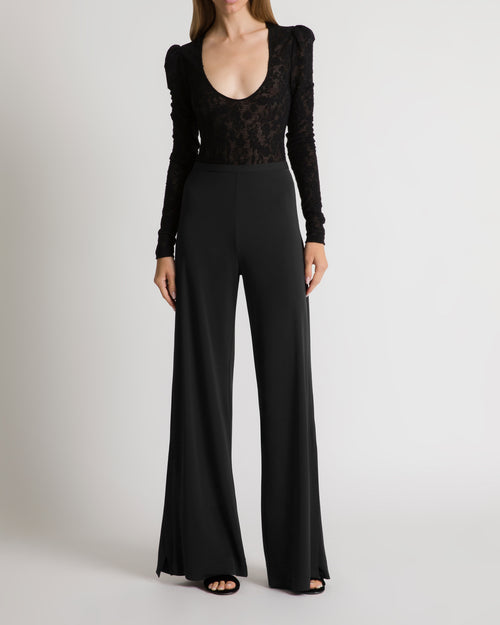 Wool lace bodysuit with long sleeves Black Alberta Ferretti Boutique Online 1