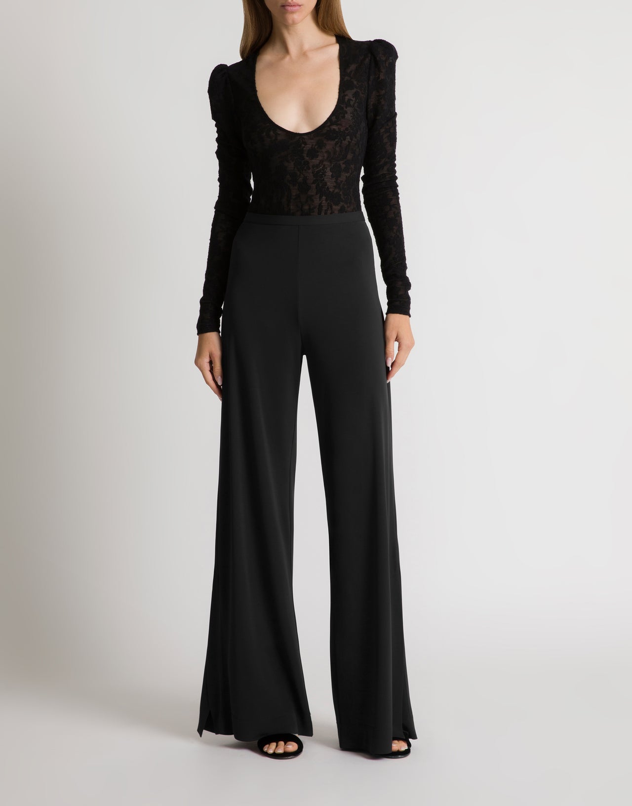 Wool lace bodysuit with long sleeves Black Alberta Ferretti Boutique Online 2