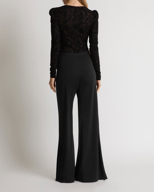 Wool lace bodysuit with long sleeves