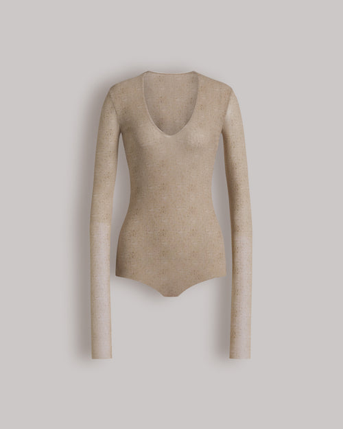 Printed tulle bodysuit