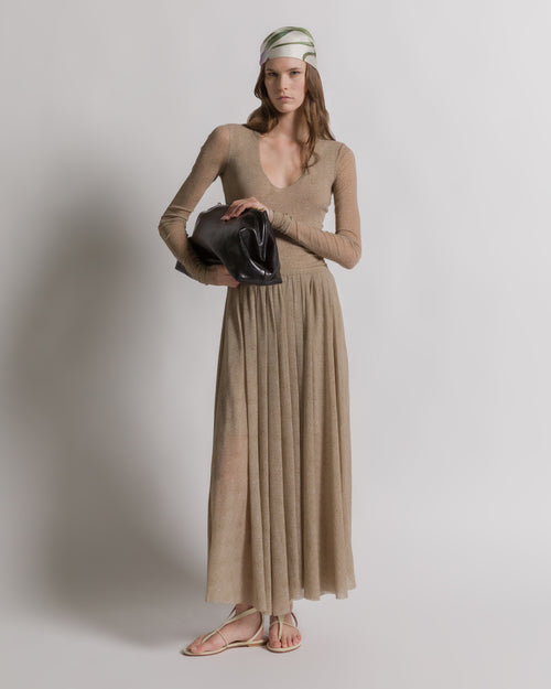 Printed tulle bodysuit Beige Alberta Ferretti Boutique Online 1