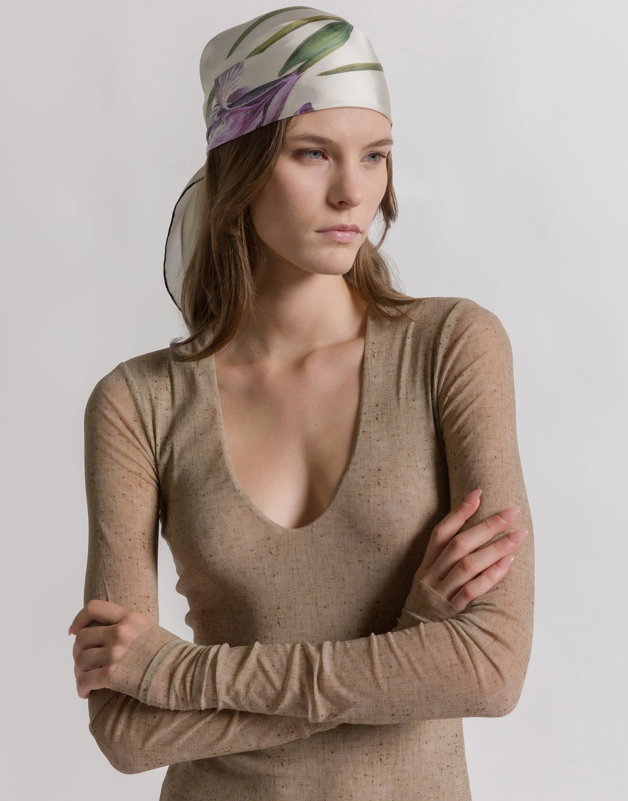 Printed tulle bodysuit Beige Alberta Ferretti Boutique Online 1