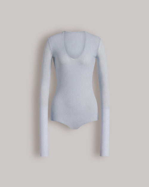 Printed tulle bodysuit Light blue Alberta Ferretti Boutique Online 0