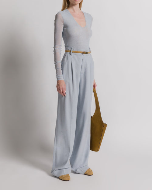 Printed tulle bodysuit Light blue Alberta Ferretti Boutique Online 1