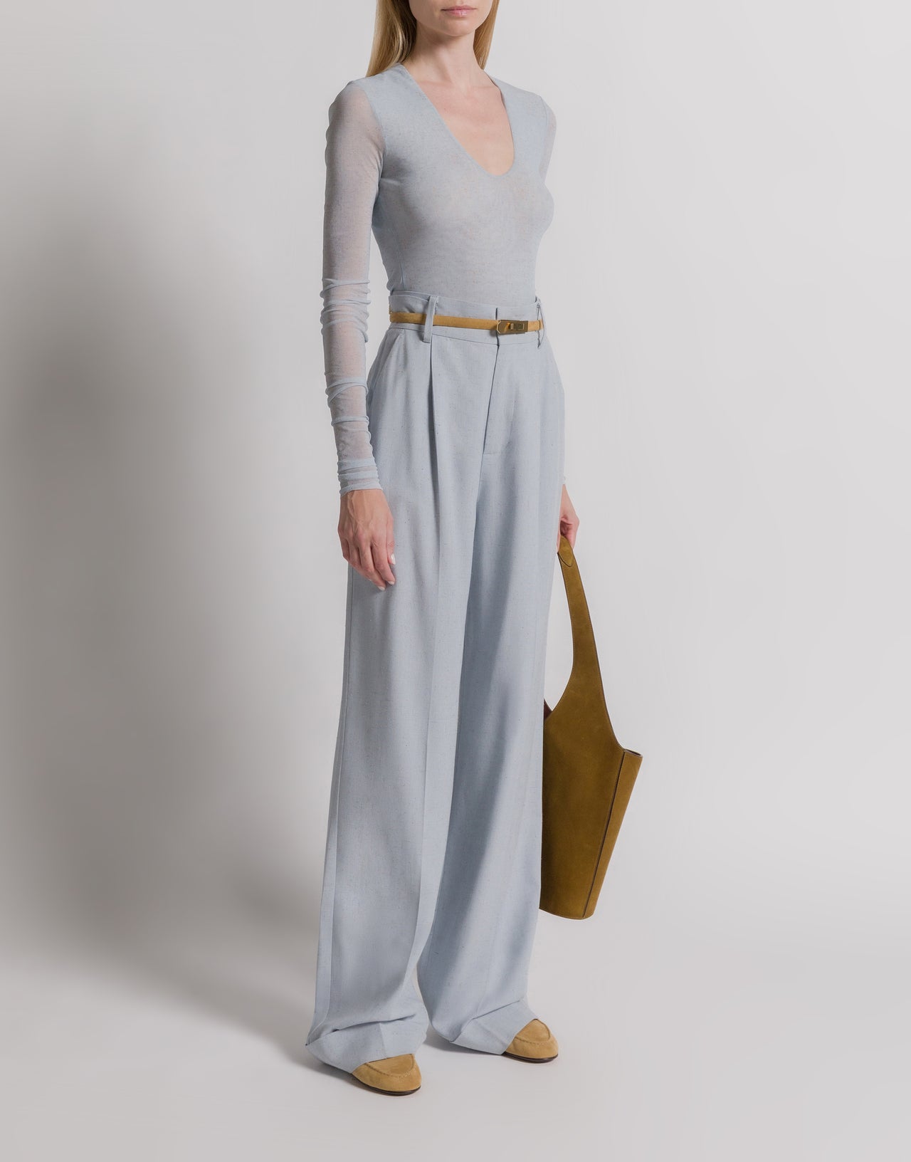 Printed tulle bodysuit Light blue Alberta Ferretti Boutique Online 2