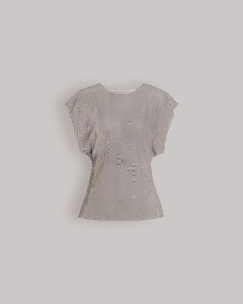 Micro-rhinestone top Silver Alberta Ferretti Boutique Online 0