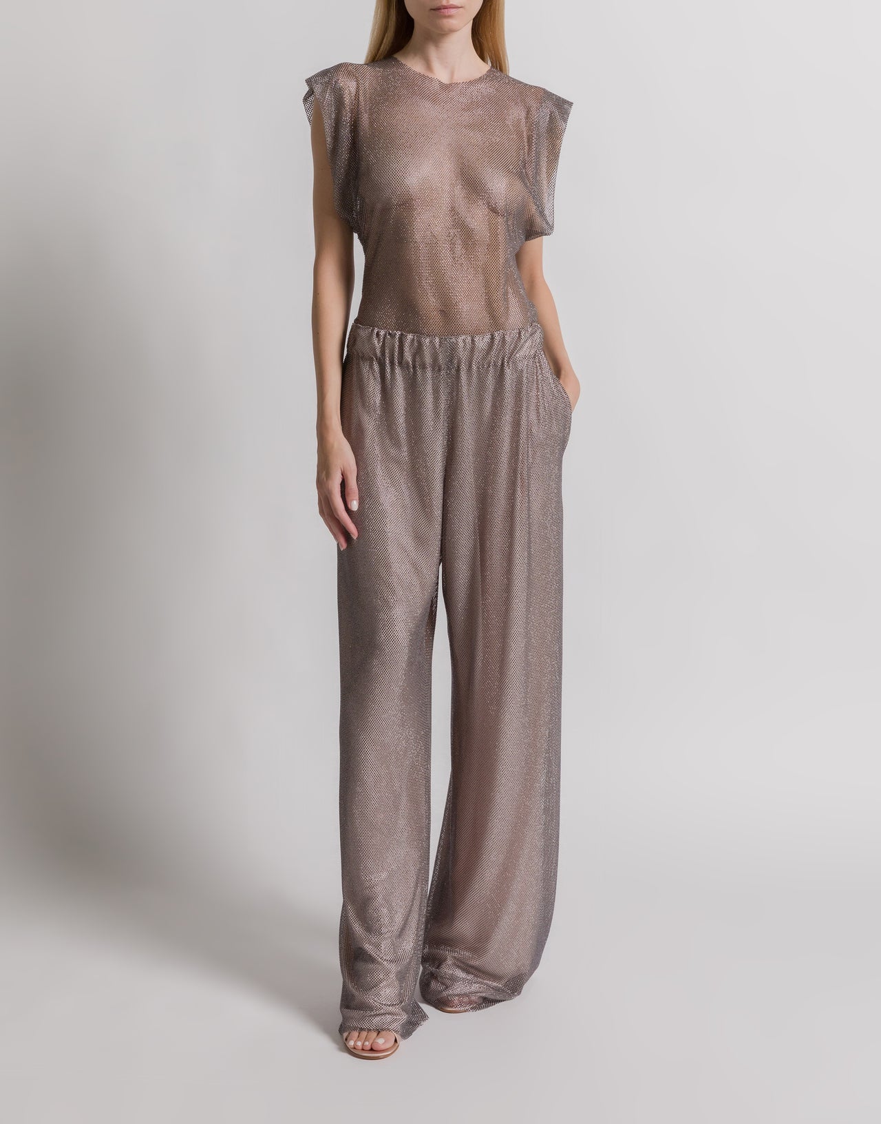 Top de micropiedras Plata Alberta Ferretti Boutique Online 2