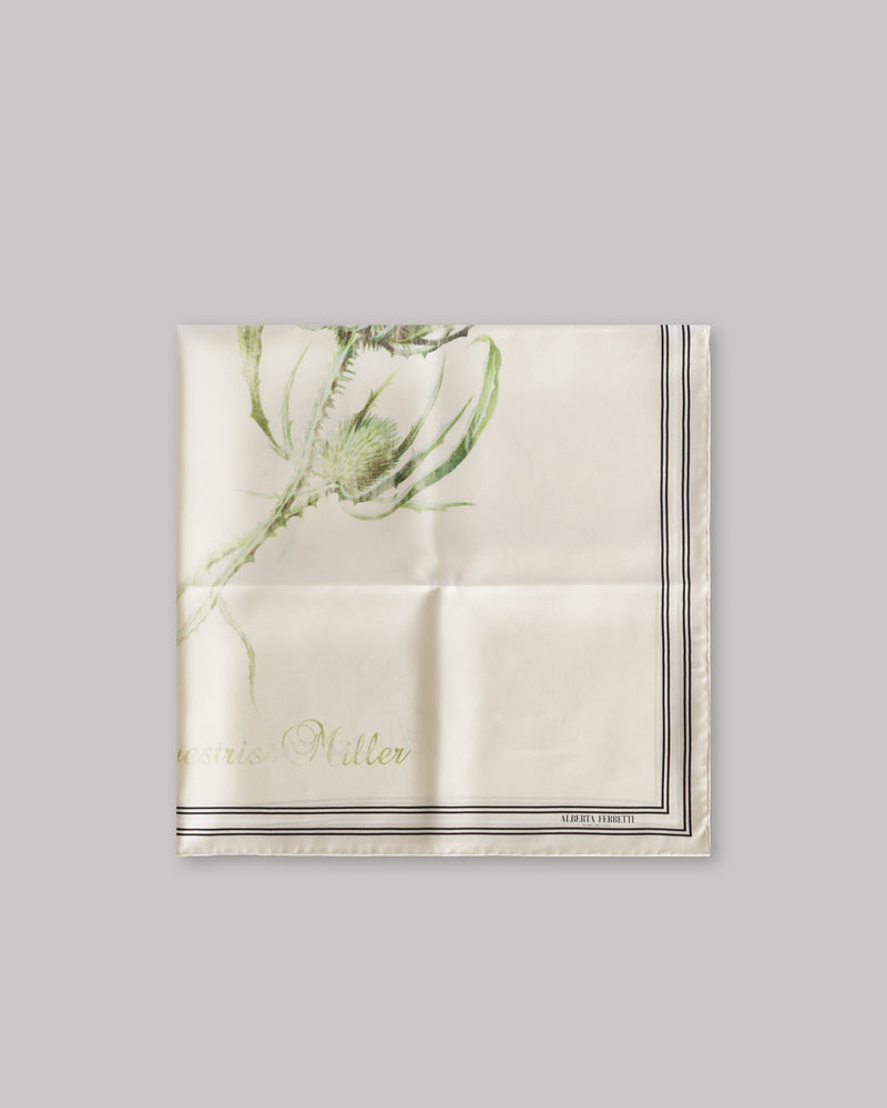 Silk scarf with thistle print Ivory Alberta Ferretti Boutique Online 1